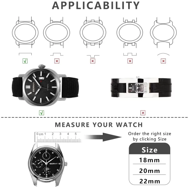 BERNY Silicone Watch Bands Soft Rubber Waterproof Replacement Watch Straps with Stainless Steel Buckle Assorted Colors  22mm 24mm for Men and Women Grey Blue Green Goldgreen