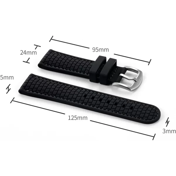 BERNY Silicone Watch Bands Soft Rubber Waterproof Replacement Watch Straps with Stainless Steel Buckle Assorted Colors  22mm 24mm for Men and Women Grey Blue Green Goldgreen