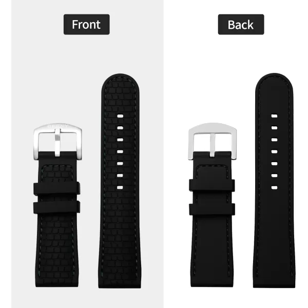 BERNY Silicone Watch Bands Soft Rubber Waterproof Replacement Watch Straps with Stainless Steel Buckle Assorted Colors  22mm 24mm for Men and Women Grey Blue Green Goldgreen