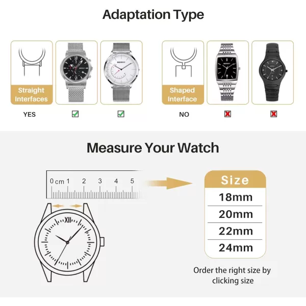 BERNY Stainless Steel Mesh Watch Band for Men Women Quick Release Adjustable Milanese Watch Straps Solid Metal Watch Bracelet with Double Safety Clasp Gold BlueGold