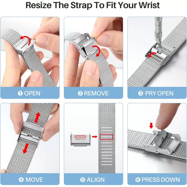 BERNY Stainless Steel Mesh Watch Band for Men Women Quick Release Adjustable Milanese Watch Straps Solid Metal Watch Bracelet with Double Safety Clasp 18mm 20mm 22mm 24mm22mm