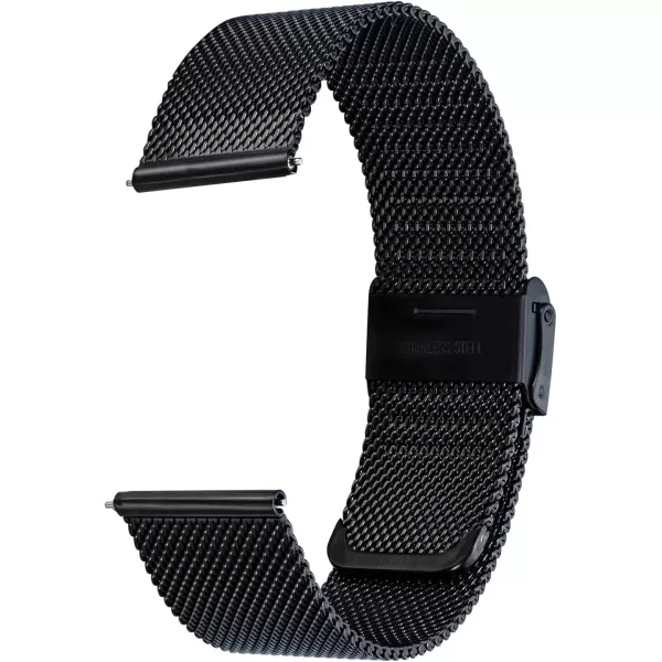 BERNY Stainless Steel Mesh Watch Band for Mens Women Quick Release Adjustable Watch Straps Thin Metal Bracelet with Safty Clasp 18mm 20mm 22mm SilverBlackRose GoldBlack