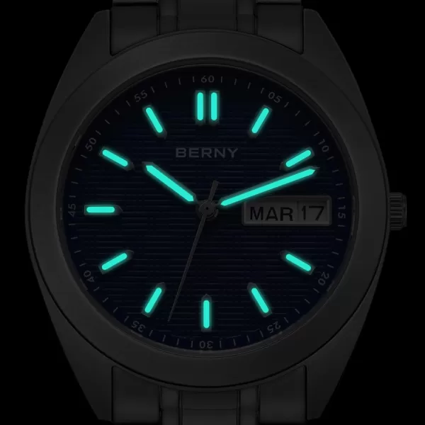 BERNY Titanium Watch for Men Japanese Sweep Second Quartz Movement Analog Quartz Watches Super Luminous Sapphire Glass 10ATM WaterproofTitaniumBlue