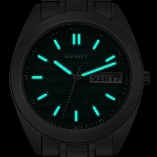 BERNY Titanium Watch for Men Japanese Sweep Second Quartz Movement Analog Quartz Watches Super Luminous Sapphire Glass 10ATM WaterproofTitaniumGreen