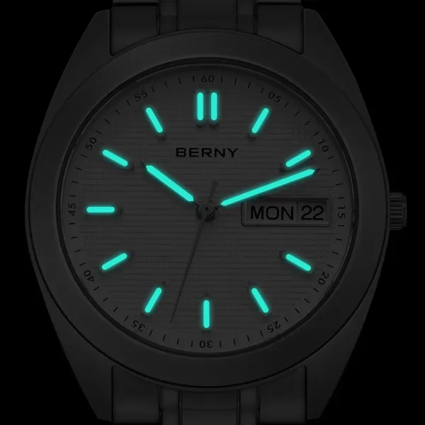 BERNY Titanium Watch for Men Japanese Sweep Second Quartz Movement Analog Quartz Watches Super Luminous Sapphire Glass 10ATM WaterproofTitaniumWhite