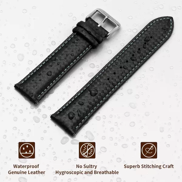 BERNY Watch Band Quick Release Genuine Leather Watch Strap Fashionable Grid Pattern Watch Bracelet Soft Leather Watchbands for Men And Women20mm22mmBlackBlue Background