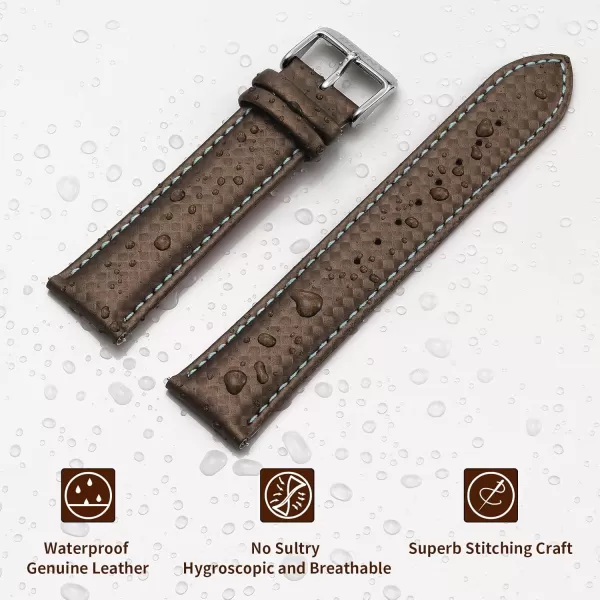 BERNY Watch Band Quick Release Genuine Leather Watch Strap Fashionable Grid Pattern Watch Bracelet Soft Leather Watchbands for Men And Women20mm22mmBrownBlue Background