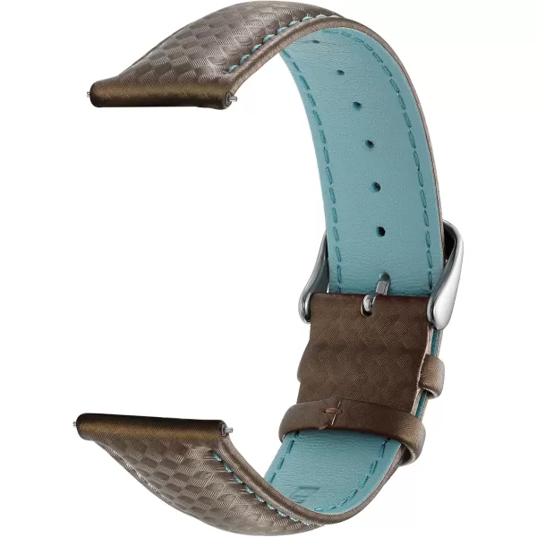 BERNY Watch Band Quick Release Genuine Leather Watch Strap Fashionable Grid Pattern Watch Bracelet Soft Leather Watchbands for Men And Women20mm22mmBrownBlue Background