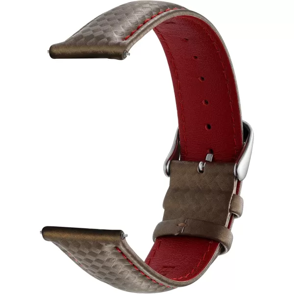 BERNY Watch Band Quick Release Genuine Leather Watch Strap Fashionable Grid Pattern Watch Bracelet Soft Leather Watchbands for Men And Women20mm22mmBrownRed Background