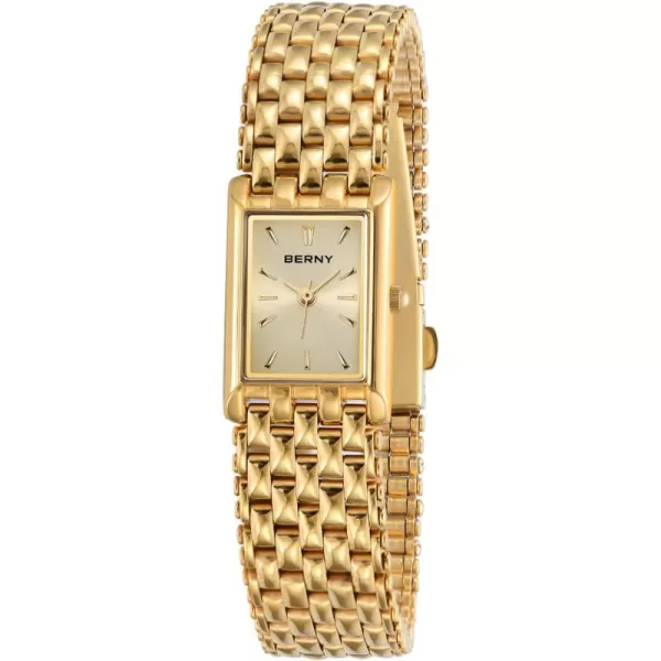 BERNY Gold Watches for Women Updated Ladies Quartz Wrist Watches Stainless Steel Band Womens Small Gold Watch Luxury Casual Fashion Bracelet Tools Included2166LYE