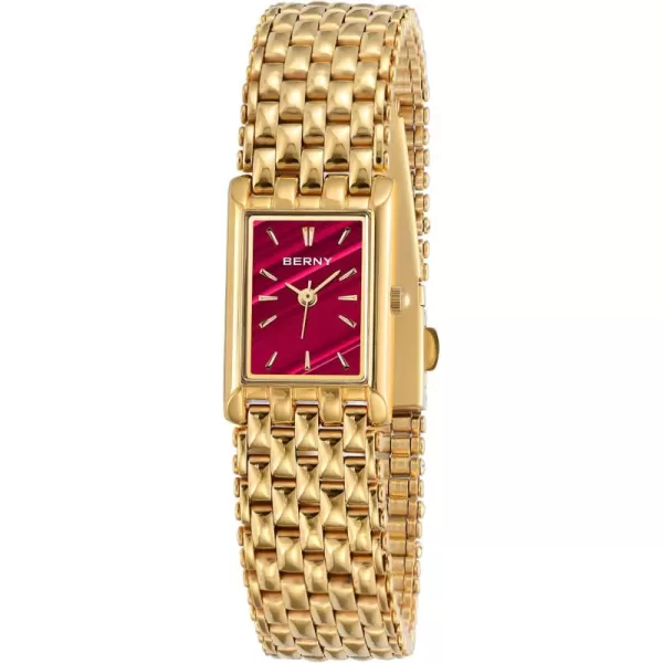 BERNY Gold Watches for Women Updated Ladies Quartz Wrist Watches Stainless Steel Band Womens Small Gold Watch Luxury Casual Fashion Bracelet Tools Included2166LRD