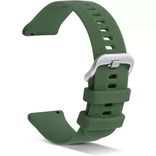 BERNY Silicone Watch Band Soft Rubber Replacement Watch Straps Quick Release Watchbands for Men And Women Multicolour22mmGreen