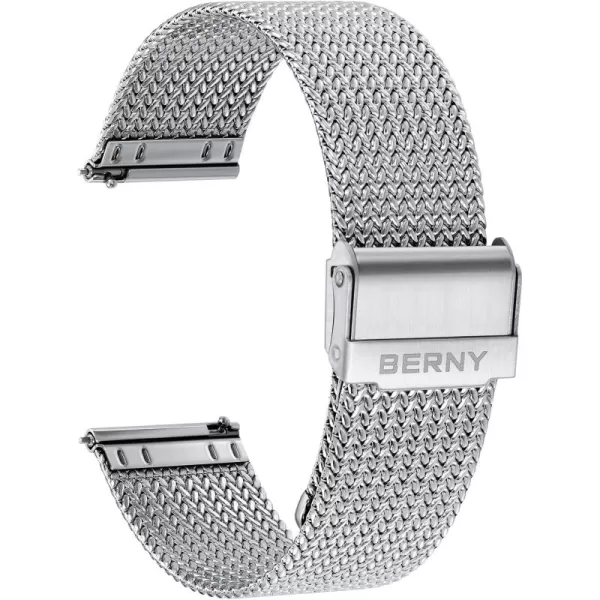 BERNY Stainless Steel Mesh Watch Band for Men Women Quick Release Adjustable Milanese Watch Straps Solid Metal Watch Bracelet with Double Safety Clasp 18mm 20mm 22mm 24mm20mm