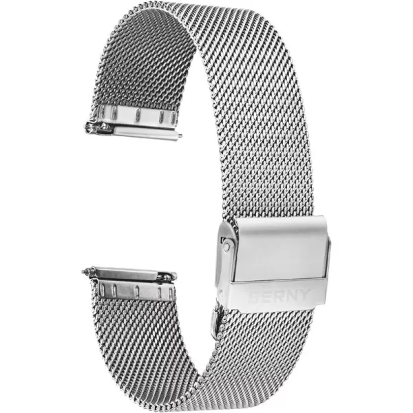 BERNY Stainless Steel Mesh Watch Band for Mens Women Quick Release Adjustable Watch Straps Thin Metal Bracelet with Safty Clasp 18mm 20mm 22mm SilverBlackRose GoldSilver