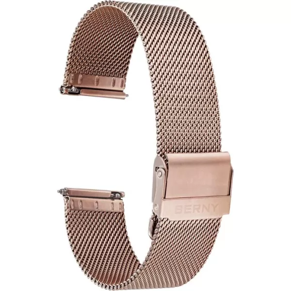 BERNY Stainless Steel Mesh Watch Band for Mens Women Quick Release Adjustable Watch Straps Thin Metal Bracelet with Safty Clasp 18mm 20mm 22mm SilverBlackRose GoldRose Gold