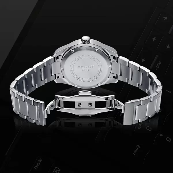 BERNY Automatic Watch for Men NH35 Movement Mechanical Watches with Screwin Crown 20ATM Waterproof Sapphire Glass Stainless Steel Wristwatch Super LuminousRed