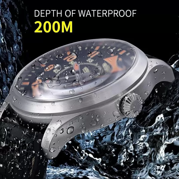 BERNY Mens Automatic Mechanical Watch Self Winding Watches Water Proof 20ATM Sapphire Glass Scratch Resistant Super Luminous with Oversize DialNo Battery RequiredSilver Case Black Dial