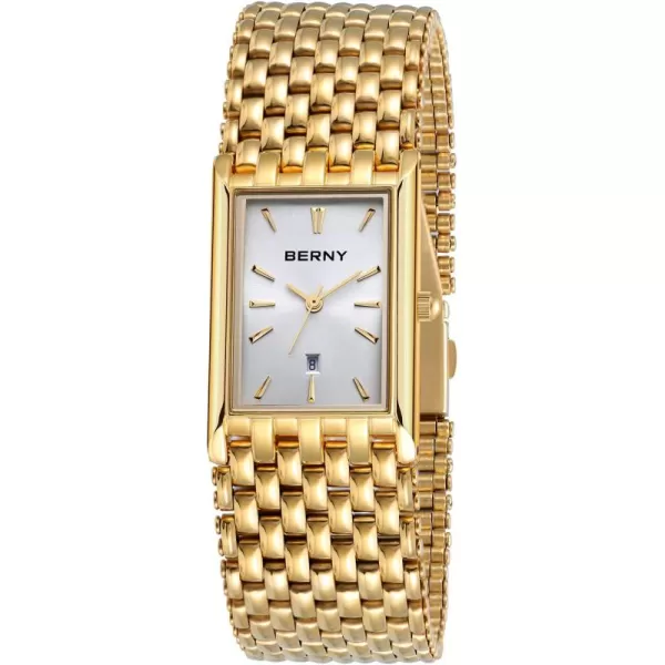 BERNY Gold Watches for Men with Date Window Japanese Quartz Movement Waterproof Mens Wrist Watches Luxury Casual Fashion Mens Watch2166MB