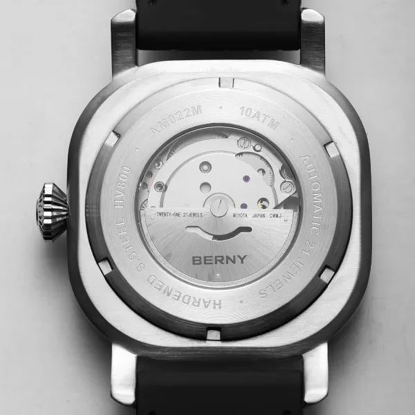 BERNY Mens Japanese Automatic Mechanical Watch Self Winding Watches 10ATM Waterproof Sapphire Glass Scratch Resistant HV800 Hardness Case Super Luminous with Date No Battery RequiredBlue