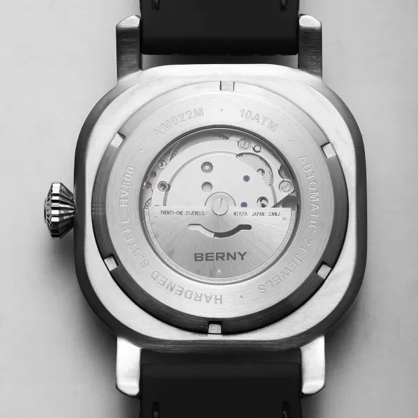 BERNY Mens Japanese Automatic Mechanical Watch Self Winding Watches 10ATM Waterproof Sapphire Glass Scratch Resistant HV800 Hardness Case Super Luminous with Date No Battery RequiredWhite