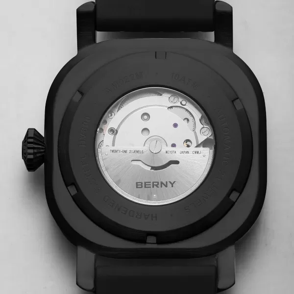 BERNY Mens Japanese Automatic Mechanical Watch Self Winding Watches 10ATM Waterproof Sapphire Glass Scratch Resistant HV800 Hardness Case Super Luminous with Date No Battery RequiredBlack 2