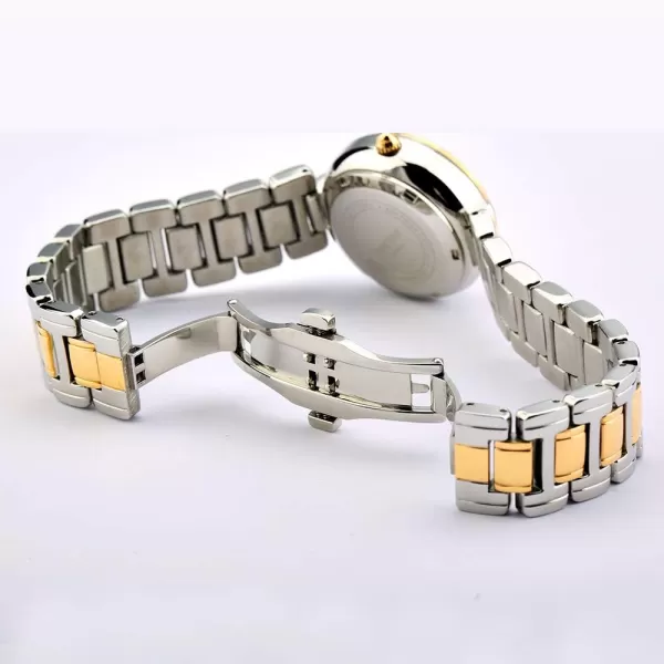 BERNY Womens Stainless Steel Automatic Watch DiamondAccented Bracelet Elegant Watchgold