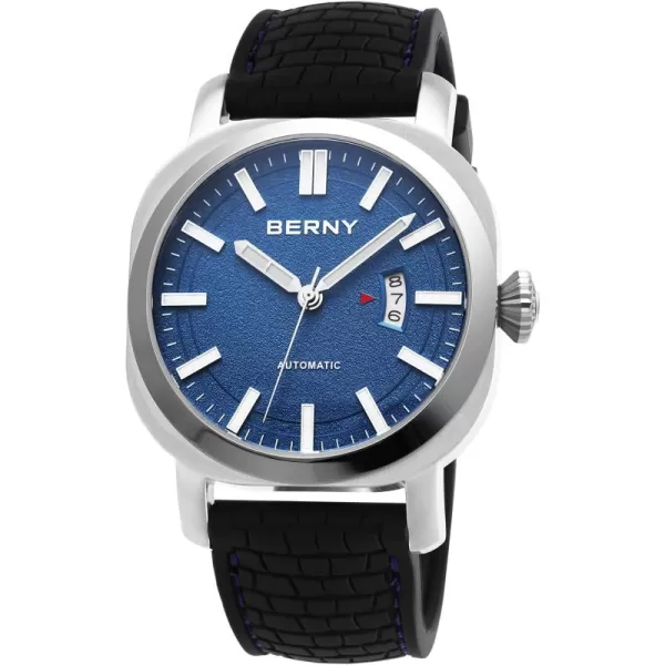 BERNY Mens Japanese Automatic Mechanical Watch Self Winding Watches 10ATM Waterproof Sapphire Glass Scratch Resistant HV800 Hardness Case Super Luminous with Date No Battery RequiredBlue