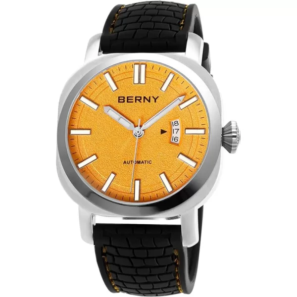 BERNY Mens Japanese Automatic Mechanical Watch Self Winding Watches 10ATM Waterproof Sapphire Glass Scratch Resistant HV800 Hardness Case Super Luminous with Date No Battery RequiredOrange