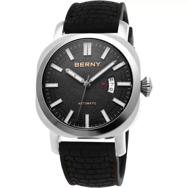 BERNY Mens Japanese Automatic Mechanical Watch Self Winding Watches 10ATM Waterproof Sapphire Glass Scratch Resistant HV800 Hardness Case Super Luminous with Date No Battery RequiredBlack