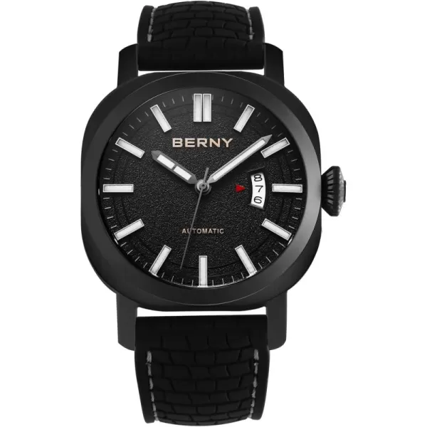 BERNY Mens Japanese Automatic Mechanical Watch Self Winding Watches 10ATM Waterproof Sapphire Glass Scratch Resistant HV800 Hardness Case Super Luminous with Date No Battery RequiredBlack 2