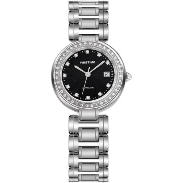 BERNY Womens Stainless Steel Automatic Watch DiamondAccented Bracelet Elegant Watchblack