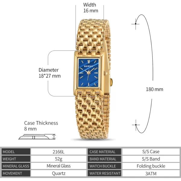 BERNY Gold Watches for Women Updated Ladies Quartz Wrist Watches Stainless Steel Band Womens Small Gold Watch Luxury Casual Fashion Bracelet Tools Included2166LC