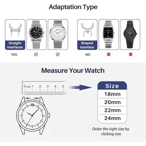 BERNY Stainless Steel Mesh Watch Band for Men Women Quick Release Adjustable Milanese Watch Straps Solid Metal Watch Bracelet with Double Safety Clasp Gold BlueBlue