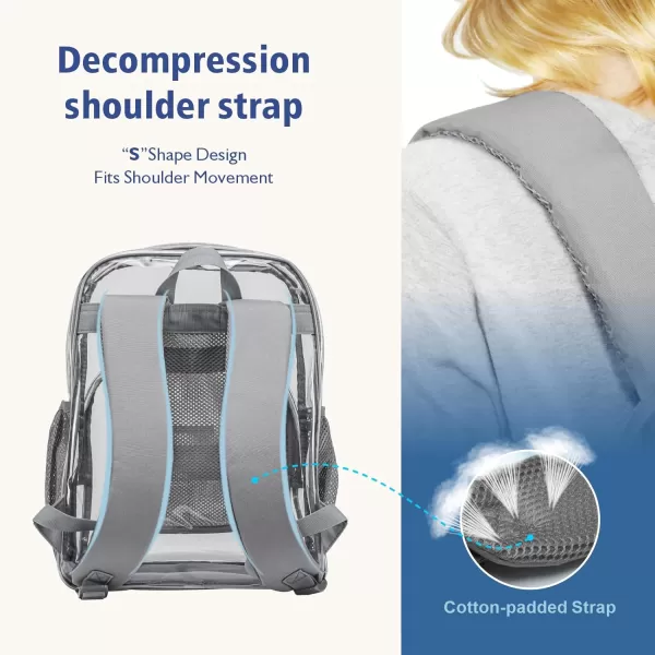 Fcolor Clear Backpack Heavy Duty  Large Clear Backpacks for School PVC Transparent Bookbag for Students Work TravelA1grey17