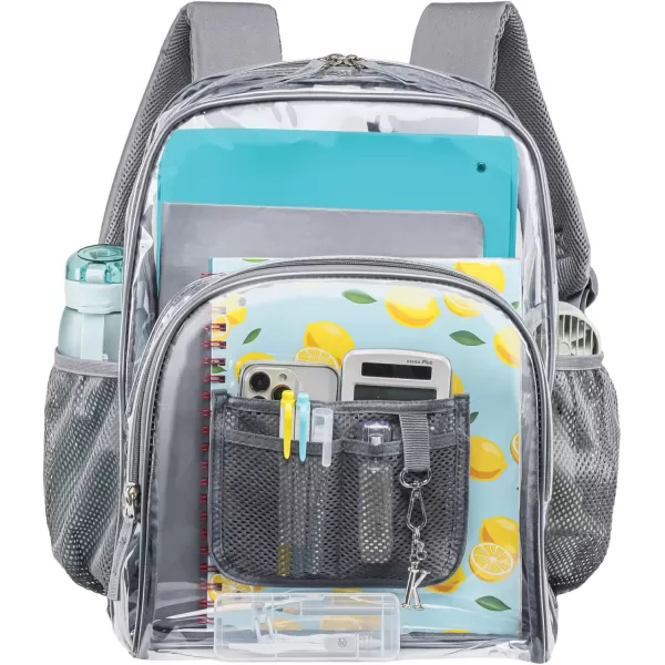 Fcolor Clear Backpack Heavy Duty  Large Clear Backpacks for School PVC Transparent Bookbag for Students Work TravelA1grey17