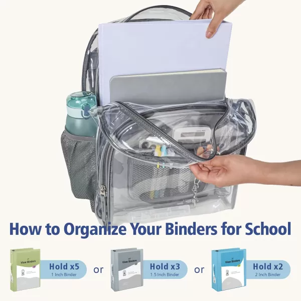 Fcolor Clear Backpack Heavy Duty  Large Clear Backpacks for School PVC Transparent Bookbag for Students Work TravelA1grey17