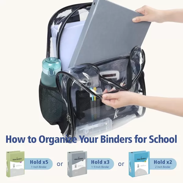 Fcolor Clear Backpack Heavy Duty  Large Clear Backpacks for School PVC Transparent Bookbag for Students Work TravelA2black17