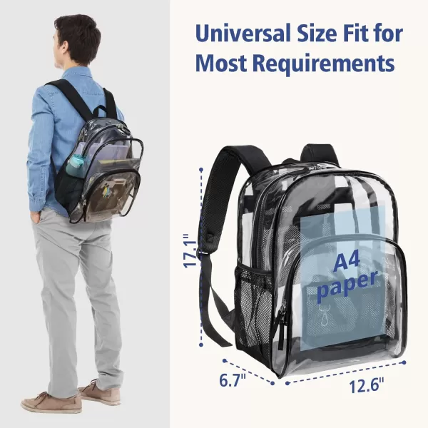 Fcolor Clear Backpack Heavy Duty  Large Clear Backpacks for School PVC Transparent Bookbag for Students Work TravelA2black17