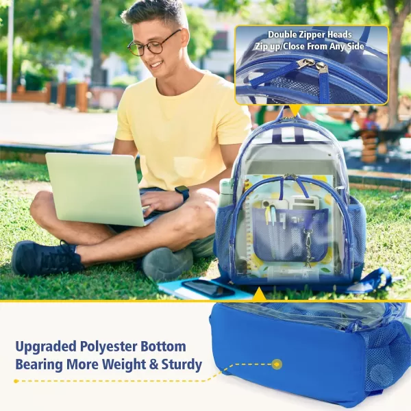 Fcolor Clear Backpack Heavy Duty  Large Clear Backpacks for School PVC Transparent Bookbag for Students Work TravelA3bright Blue17