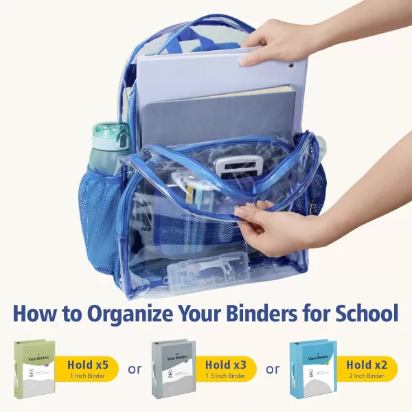 Fcolor Clear Backpack Heavy Duty  Large Clear Backpacks for School PVC Transparent Bookbag for Students Work TravelA3bright Blue17