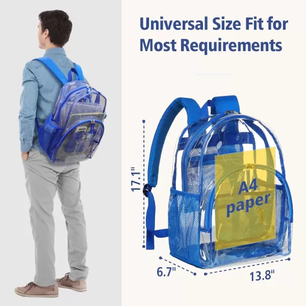 Fcolor Clear Backpack Heavy Duty  Large Clear Backpacks for School PVC Transparent Bookbag for Students Work TravelA3bright Blue17