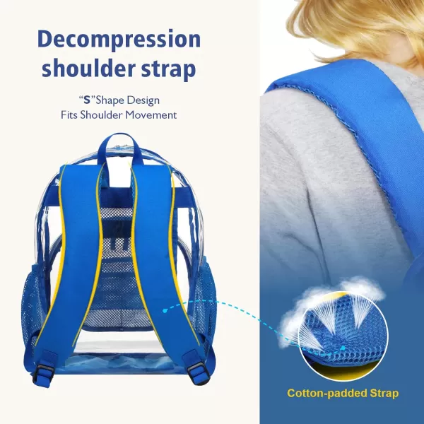 Fcolor Clear Backpack Heavy Duty  Large Clear Backpacks for School PVC Transparent Bookbag for Students Work TravelA3bright Blue17