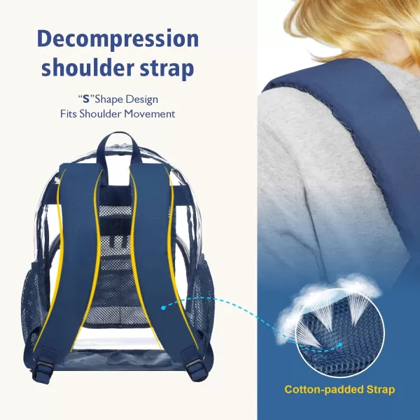 Fcolor Clear Backpack Heavy Duty  Large Clear Backpacks for School PVC Transparent Bookbag for Students Work TravelA4navy Blue17