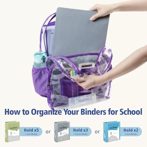 Fcolor Clear Backpack Heavy Duty  Large Clear Backpacks for School PVC Transparent Bookbag for Students Work TravelA5purple17