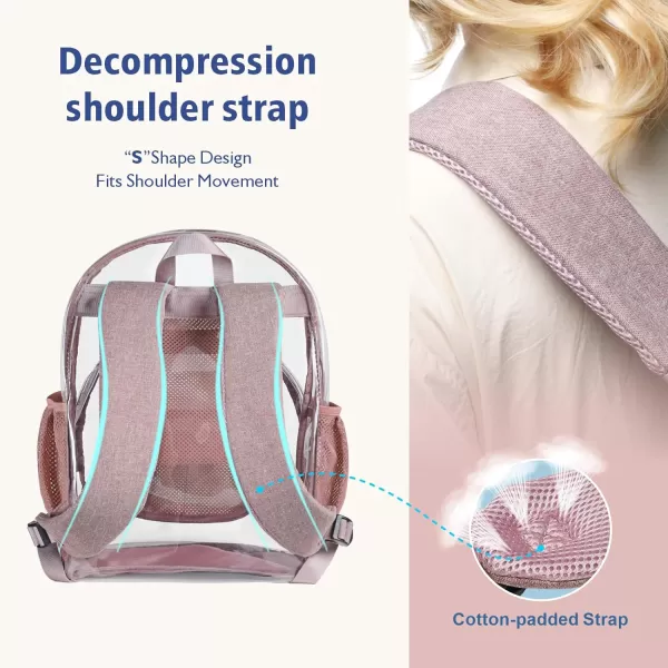 Fcolor Clear Backpack Heavy Duty  Large Clear Backpacks for School PVC Transparent Bookbag for Students Work TravelA6pink17
