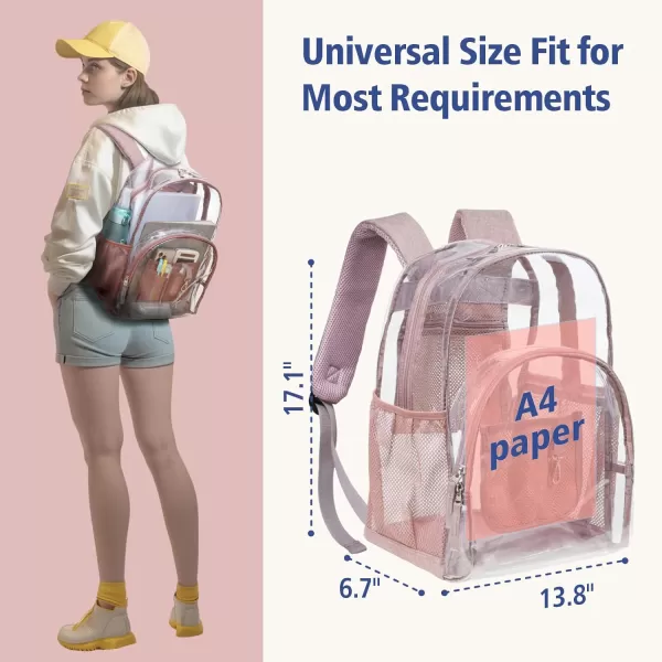 Fcolor Clear Backpack Heavy Duty  Large Clear Backpacks for School PVC Transparent Bookbag for Students Work TravelA6pink17