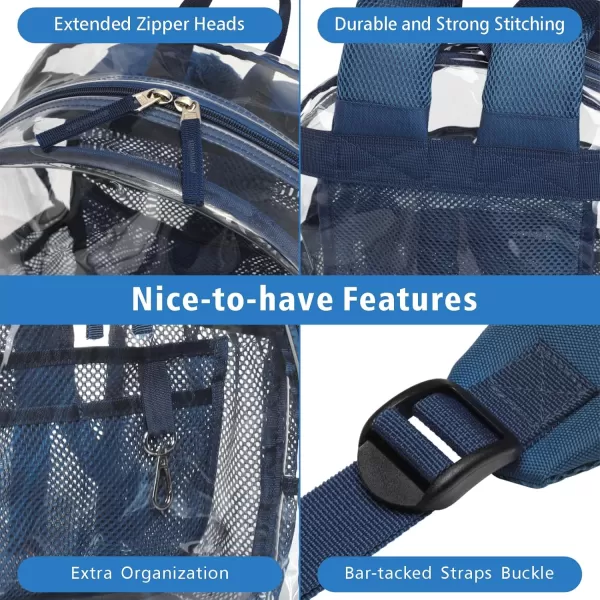Fcolor Clear Backpack Heavy Duty  Large Clear Backpacks for School PVC Transparent Bookbag for Students Work TravelC2set of 2blue