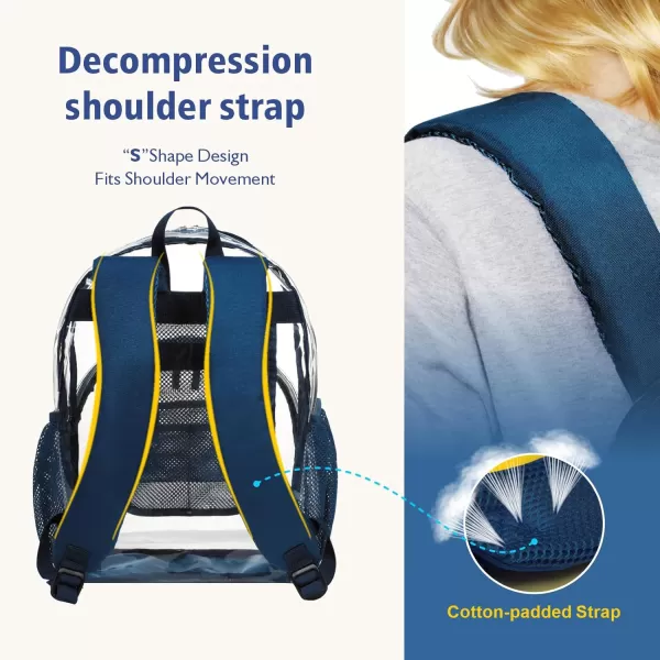 Fcolor Clear Backpack Heavy Duty  Large Clear Backpacks for School PVC Transparent Bookbag for Students Work TravelC2set of 2blue
