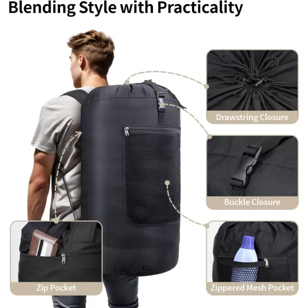 Fcolor Laundry Bag Backpack 115L  Large Capacity Laundry Backpack with Comfort Straps Mesh and Zip Pocket Sturdy Laundry Backpack for Dorm Travel Laundromat Apartment BlackBlack 115l