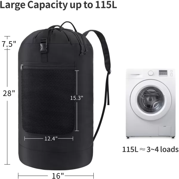 Fcolor Laundry Bag Backpack 115L  Large Capacity Laundry Backpack with Comfort Straps Mesh and Zip Pocket Sturdy Laundry Backpack for Dorm Travel Laundromat Apartment BlackBlack 115l
